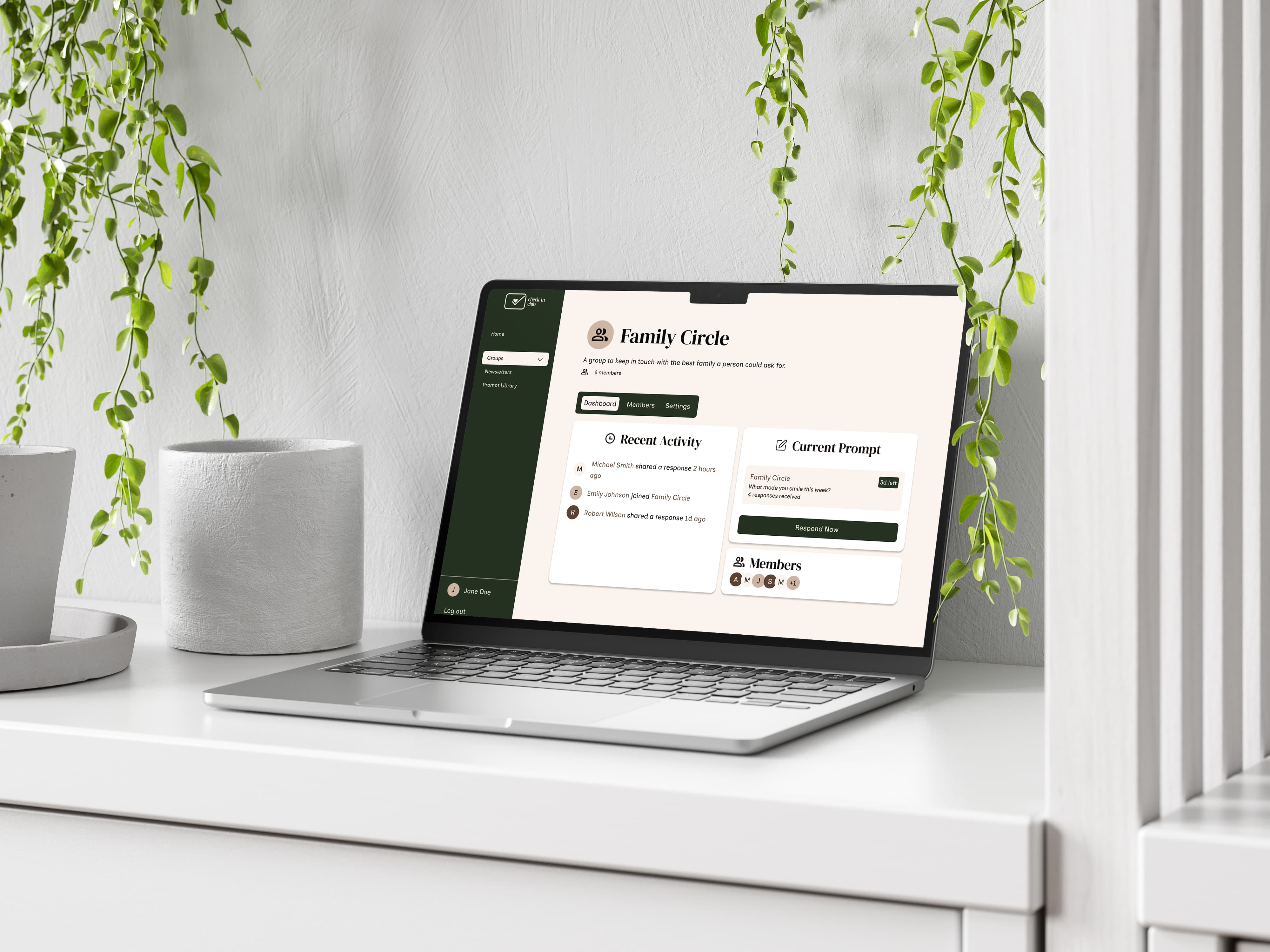 Group dashboard mockup