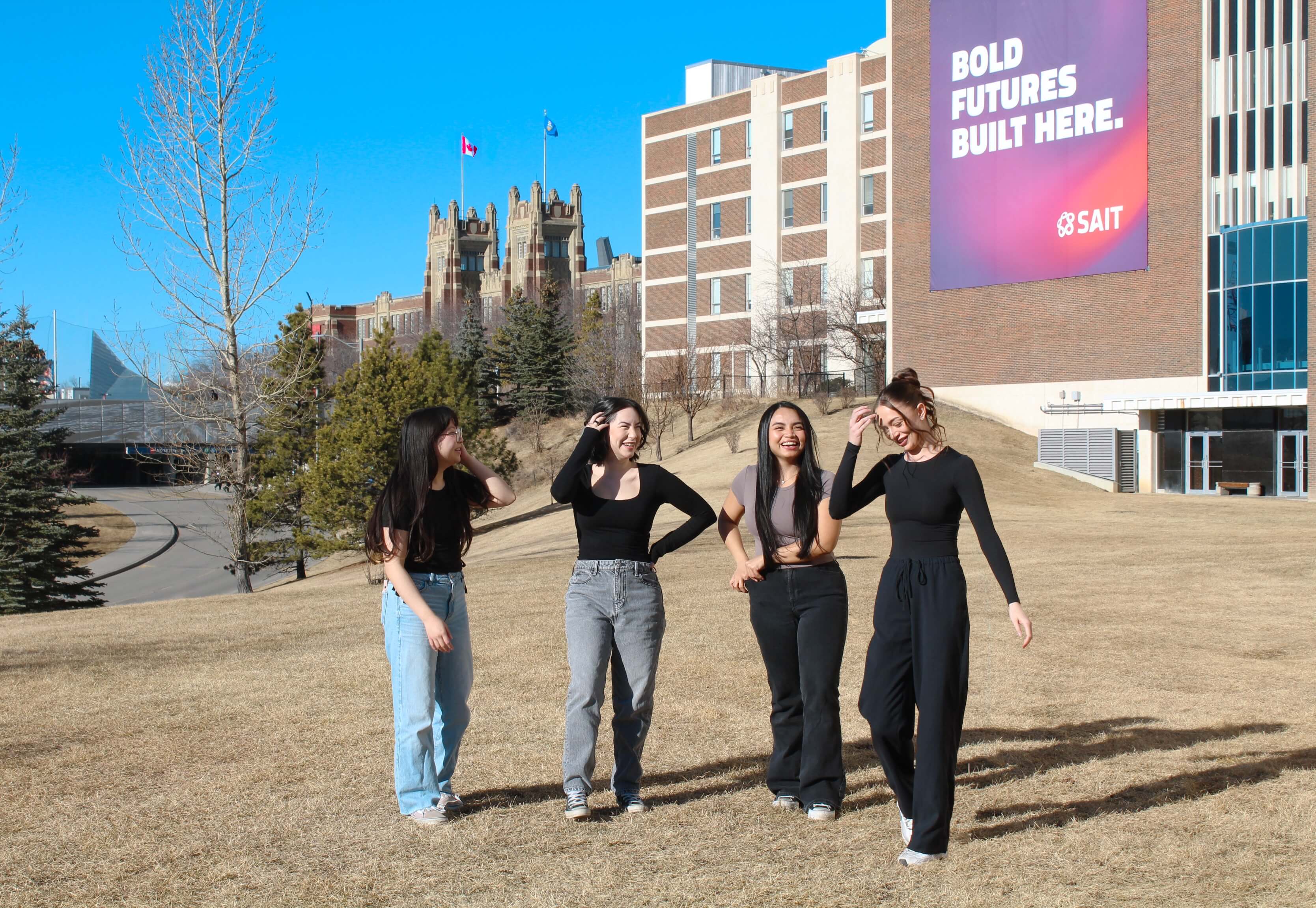 students infront of SAIT campus