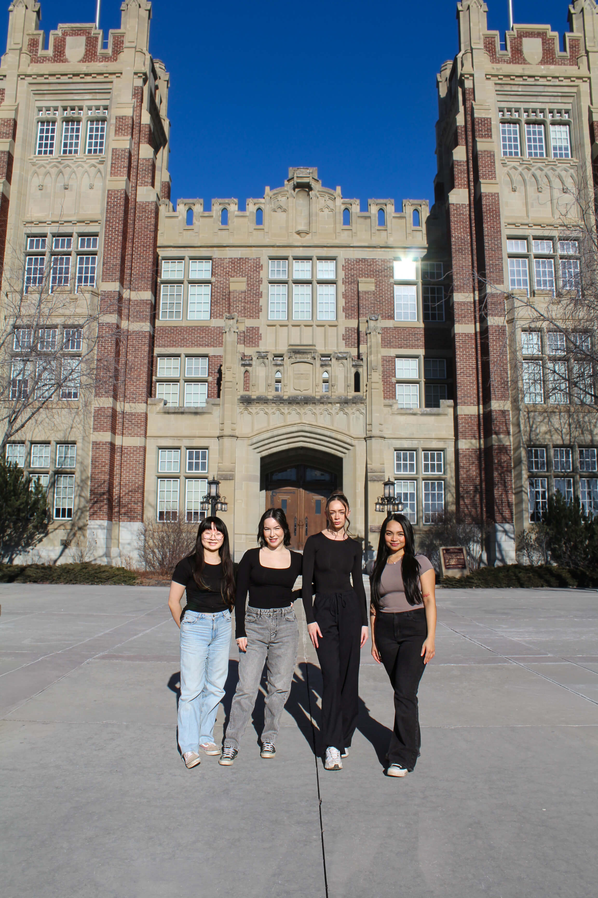students infront of a SAIT building
